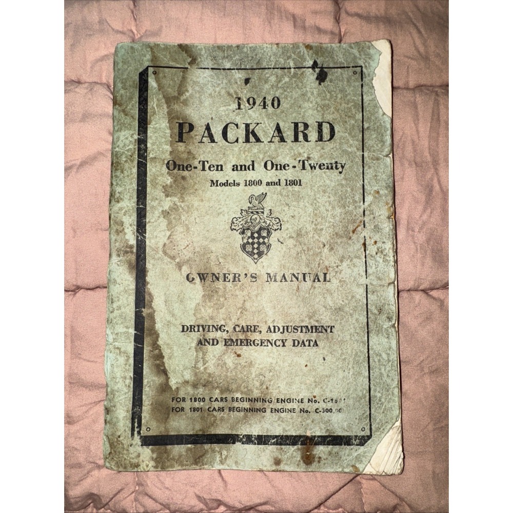 Antique Packard 1940 One-Ten One-Twenty Owner's Manual